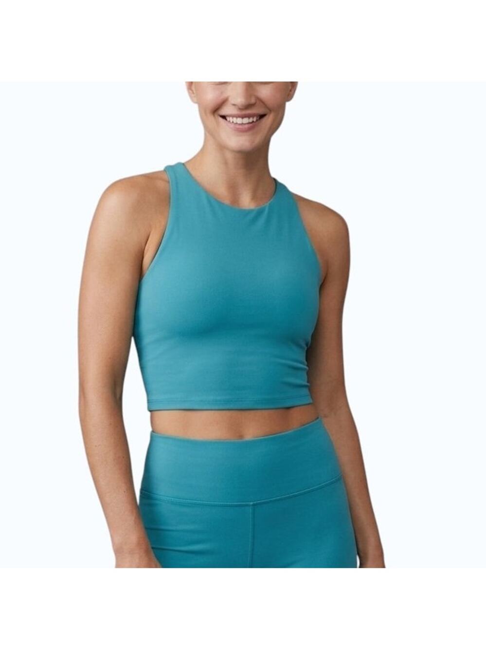 Athleta Cropped Tank Top Teal Racerback Training Women Size 2X NWOT
